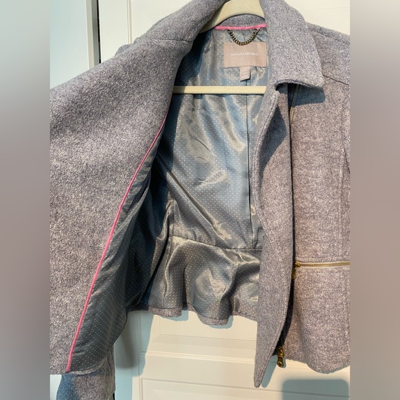 Banana Republic Wool Blend Moto Jacket, Grey & Gold Size Small - Picture 5 of 9